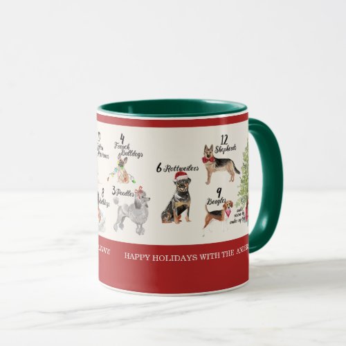 12 Dogs of Christmas Holiday Hats Scarves Antlers Mug