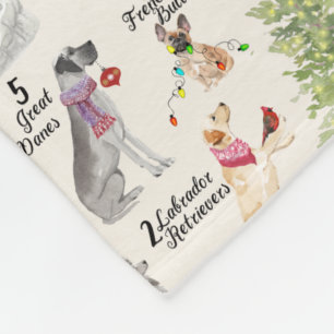 12 Dogs of Christmas in Holiday Attire Cuddly Warm Fleece Blanket