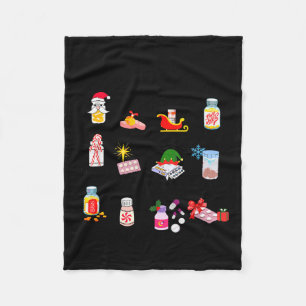 12 Drugs Of Christmas Nurse Pharmacy Technician Ph Fleece Blanket