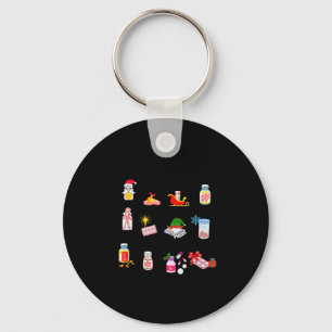 12 Drugs Of Christmas Nurse Pharmacy Technician Ph Keychain