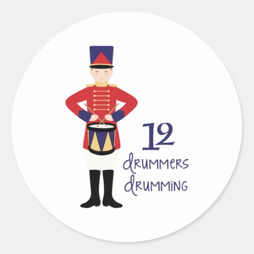 12 Drummers Drumming Classic Round Sticker