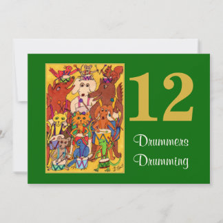 12 Drummers Drumming Cute Animals Personalized