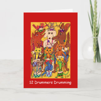 12 Drummers Drumming Holiday Card