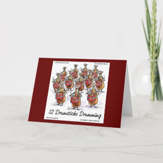 12 Drumsticks Drumming Rick London Christmas Funny Card