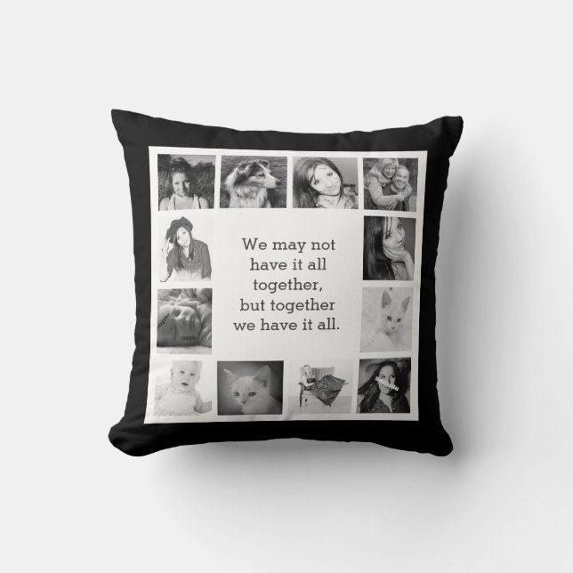 12 Family Photos with Together Quote Throw Pillow (Front)