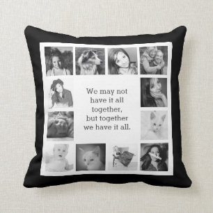 12 Family Photos with Together Quote Throw Pillow