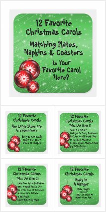 12 Favorite Carols Matching Plates Napkins Coaster
