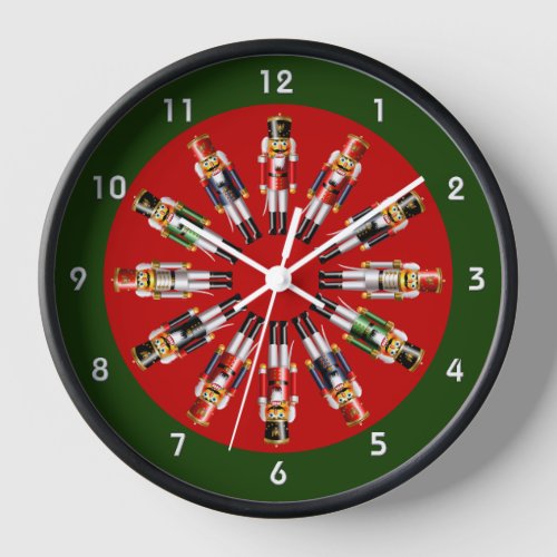 12 Festive Nutcracker Toy Soldiers Clock