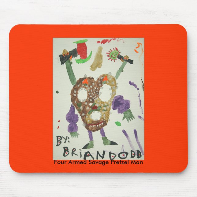 12 FOUR ARMED SAVAGE PRETZLE MAN, Four Armed Sa... Mouse Pad (Front)