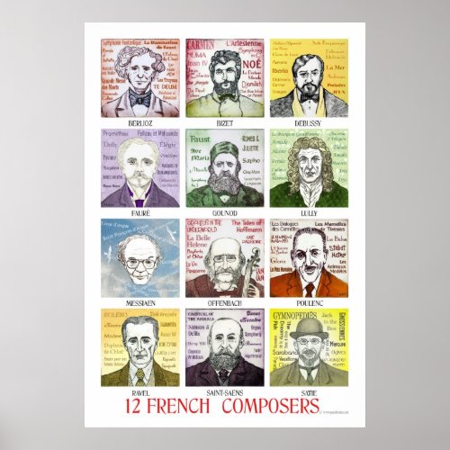 12 French Composers Poster