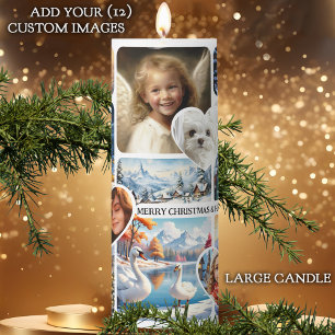 12 Fun Christmas Photos Collage Pillar Candle