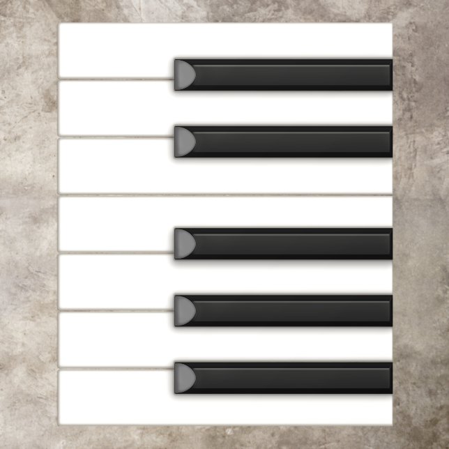 12 Giant Piano Keys 30" Wide Walk on Piano Floor Decals (Insitu)