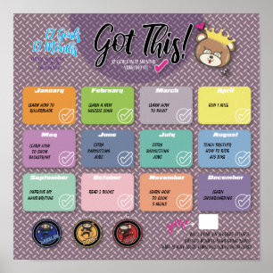 12 GOALS IN 12 MONTHS CHALLENGE POSTER