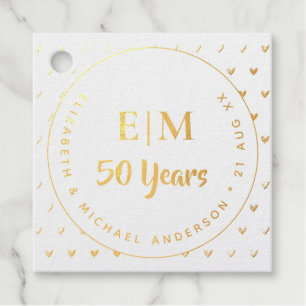 12 GOLD FOIL 50th Wedding Anniversary Jubilee Chic Foil Favor Tags