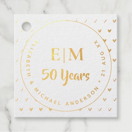 12 GOLD FOIL 50th Wedding Anniversary Jubilee Chic Foil Favor Tags