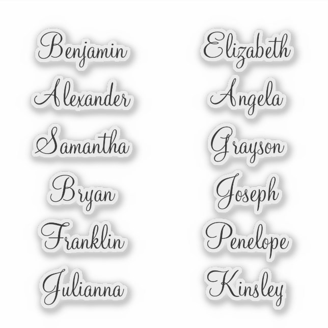 12 Guest First Names Modern Elegant Calligraphy Sticker (Front)