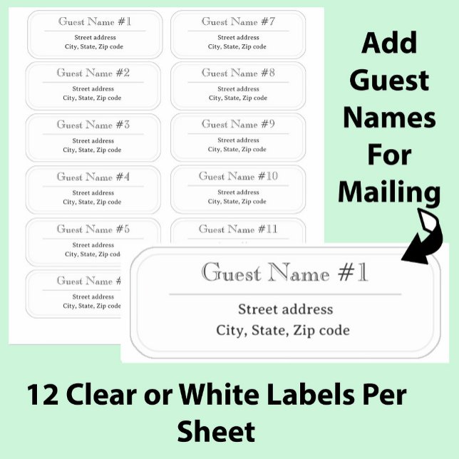 12 Guest Names Clear Address Labels (Creator Uploaded)