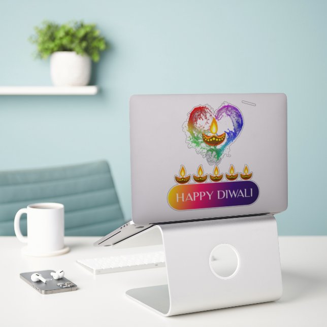#12.Happy Diwali the festival of lights of India  Sticker (Laptop On Desk)