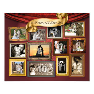 12 Hearts Wedding Poster Photo Enlargement