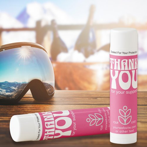 12 Hot pink Business logo Promotional Thank you Lip Balm