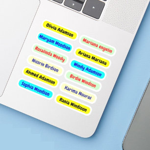 12 ID Long Waterproof Labels Last Name Stickers