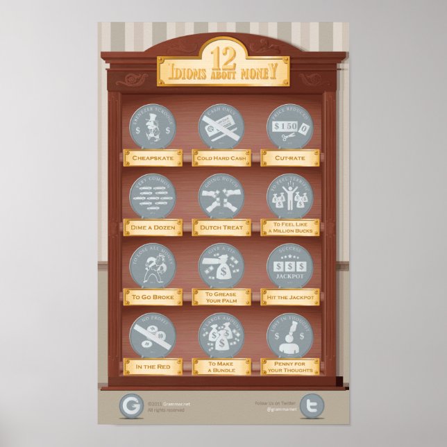 12 idioms about money poster (Front)