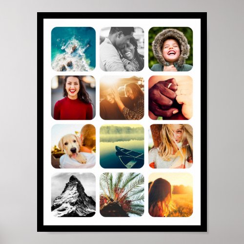 12 Image Poster Rounded Photo Collage Wall
