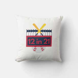 12 in 21 Baseball Throw Pillow