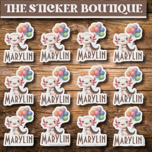 12 In One Cute Custom Name Balloon Party Axolotl Sticker