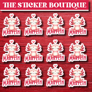 12 In One Cute Custom Name Meditating Axolotl  Sticker