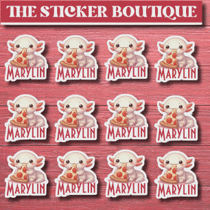 12 In One Cute Custom Name Pizza-Loving Axolotl Sticker