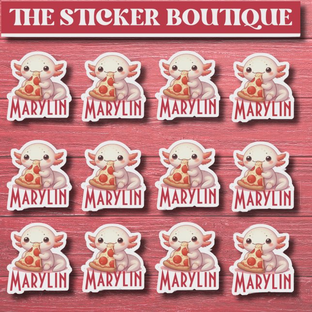 12 In One Cute Custom Name Pizza-Loving Axolotl  Sticker (Creator Uploaded)