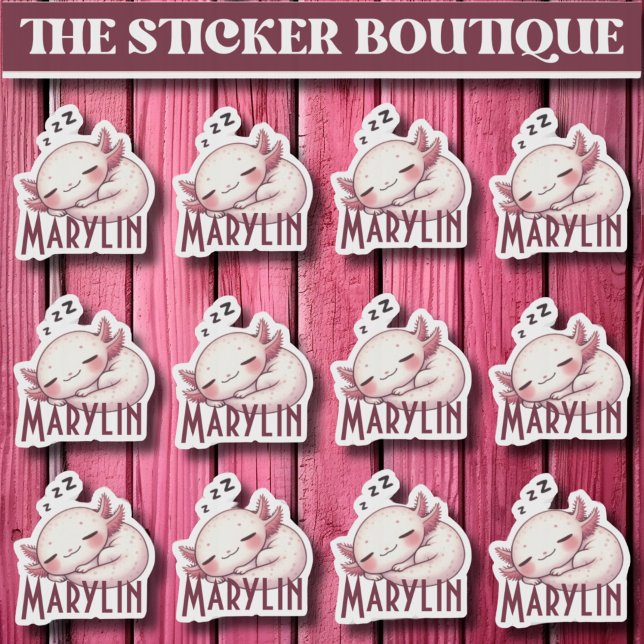 12 In One Cute Custom Name Sleeping Axolotl  Sticker (Creator Uploaded)
