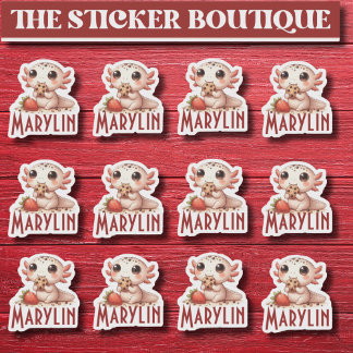 12 In One Cute Custom Name  Snack Time Axolotl  Sticker