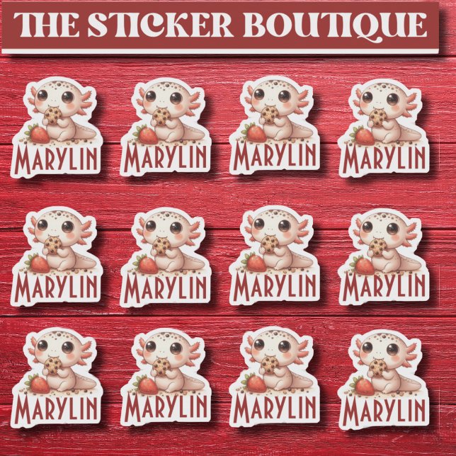 12 In One Cute Custom Name  Snack Time Axolotl  Sticker (Creator Uploaded)