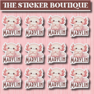 12 In One Cute Custom Name Sweet Axolotl Pack Sticker