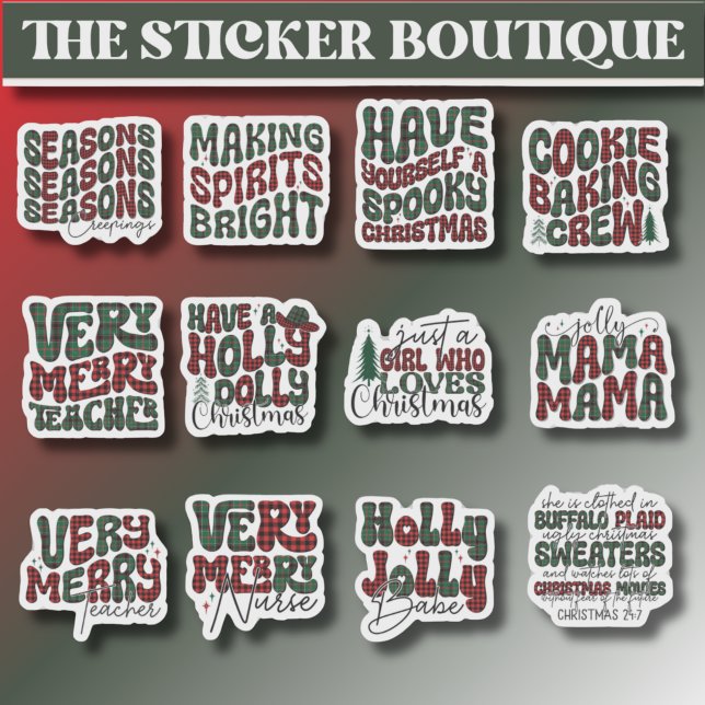 12 In One Festive Christmas Plaid Sticker Pack (Creator Uploaded)
