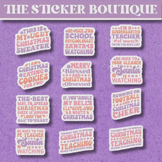 12 In One Festive Cute Retro Christmas Cheer  Sticker