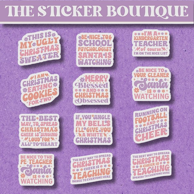 12 In One Festive Cute Retro Christmas Cheer  Sticker (Creator Uploaded)