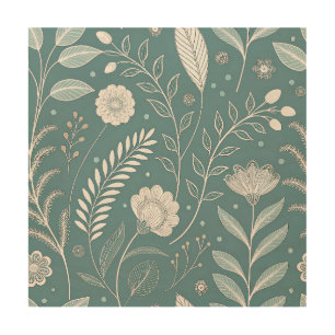 12 Inch Square Wood Art with Floral Abstract Desig
