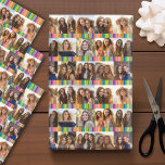 12 Instagram Photo Collage bright birthday stripes Wrapping Paper Sheets<br><div class="desc">You can choose the color of the Background. A perfect color for the any birthday. Log into your account,  upload your photos - and completely cover this design with your pictures.</div>