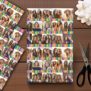12 Instagram Photo Collage bright birthday stripes Wrapping Paper Sheets
