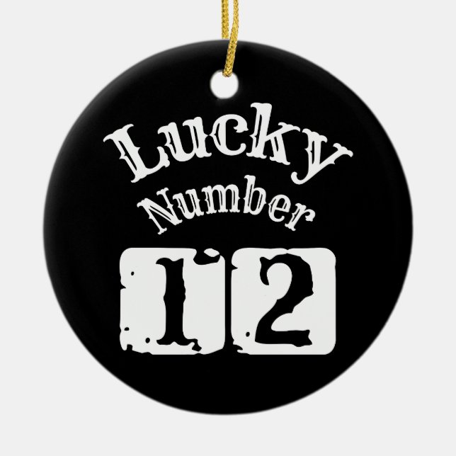 12 - Lucky Number 12 Luck Ceramic Ornament (Front)