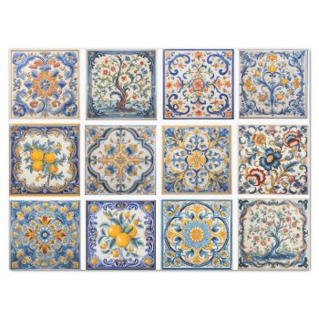 12 Mixed Italian Tiles Pattern Tissue Paper by paesaggi at Zazzle