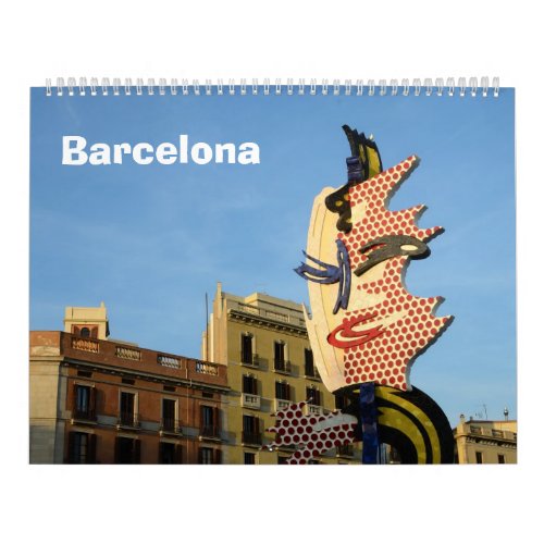 12 month Barcelona Spain Wall Calendar