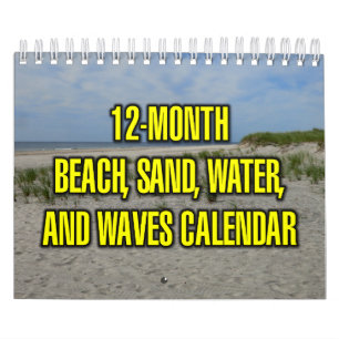 12-Month Beach, Sand, Water, And Waves Calendar