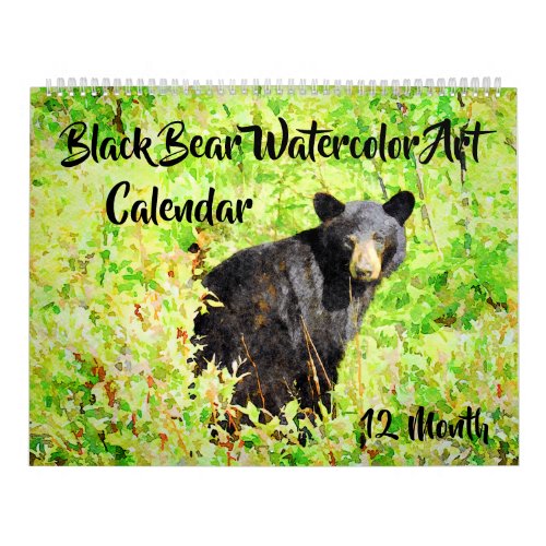 12 Month Beautiful Bear Wildlife Paintings Art Calendar