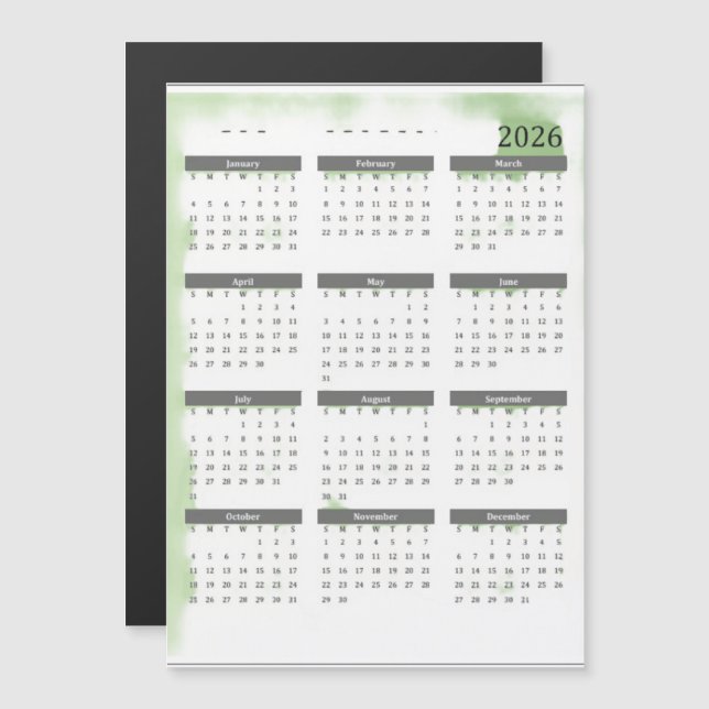 12 Month Calendar 2026 (Front/Back)