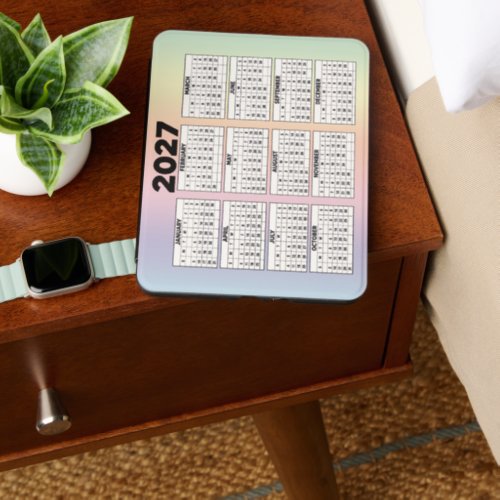 12-Month Calendar for 2027 on Rainbow Kindle Cover