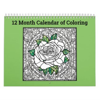 12 Month Calendar of Coloring Roses Butterflies 